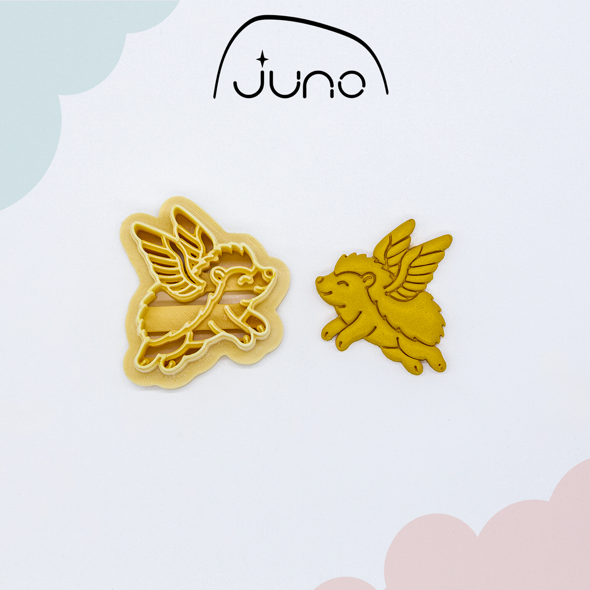 JunoVelle Fairy Hedgehog Printed Clay, Polymer Clay, Cookie Cutter