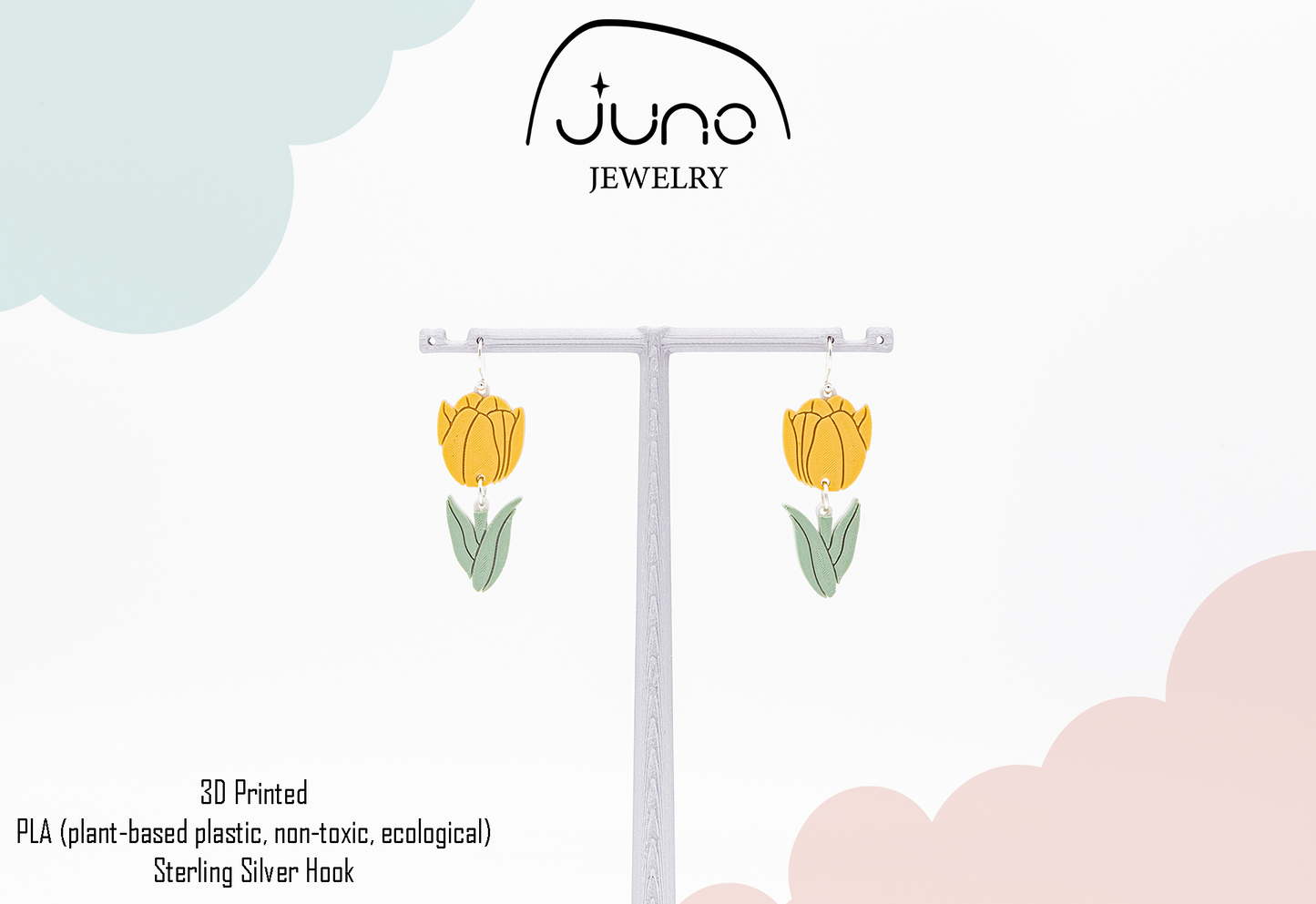 Tulip 3D Printed Lightweight Eco-friendly Earrings
