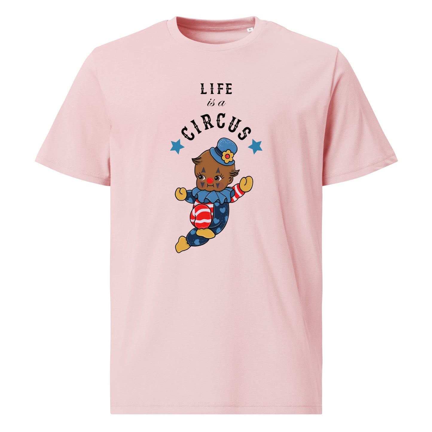 Unisex organic cotton t-shirt | Life is a Circus | Vintage Doll Clown