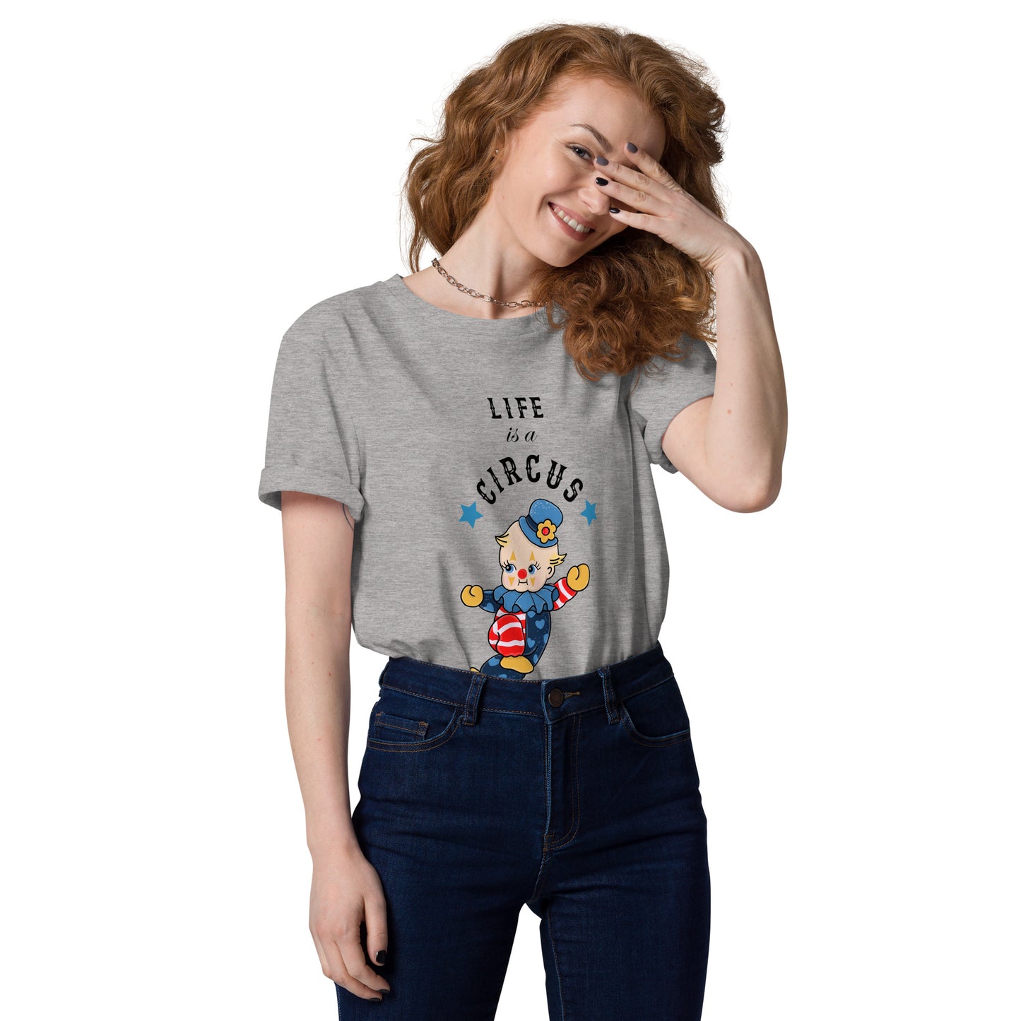 Unisex organic cotton t-shirt | Life is a Circus | Vintage Doll Clown