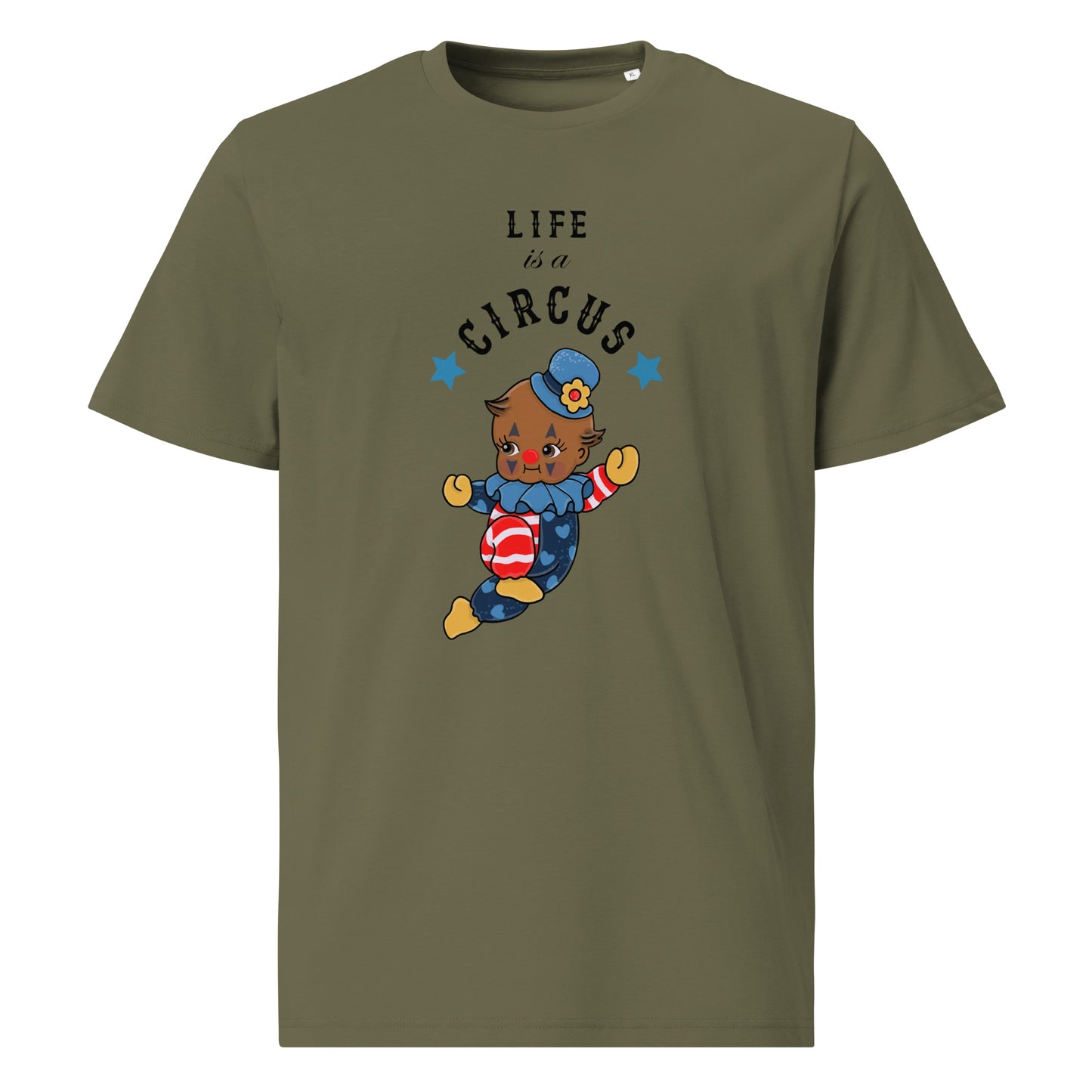 Unisex organic cotton t-shirt | Life is a Circus | Vintage Doll Clown