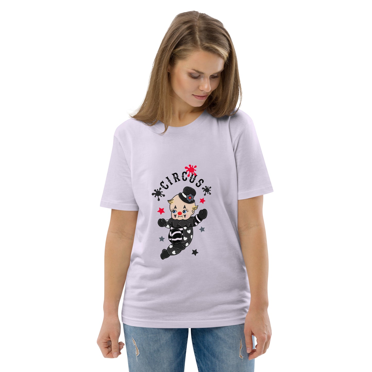 Unisex organic cotton t-shirt | Life is a Circus | Vintage Doll Dark Clown