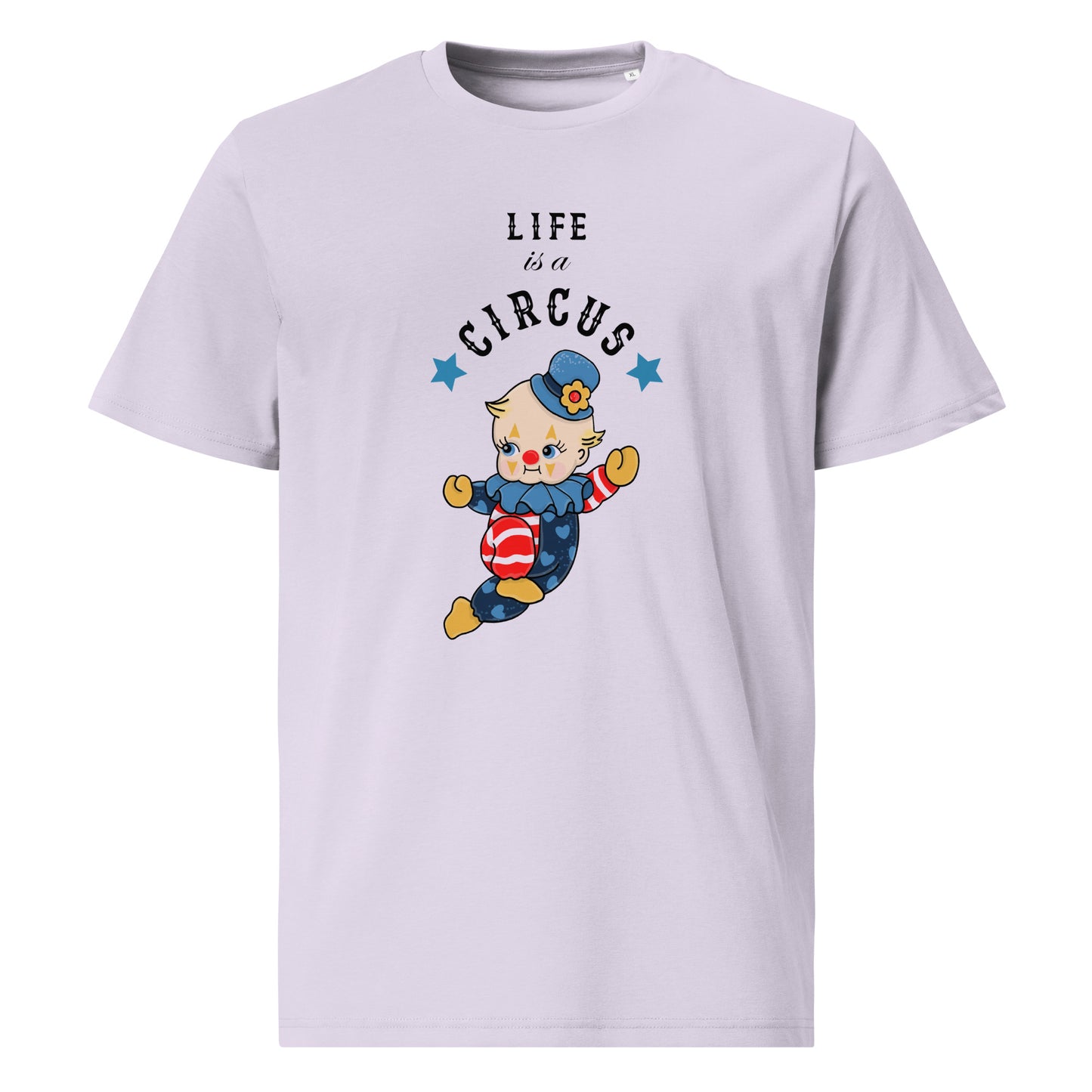 Unisex organic cotton t-shirt | Life is a Circus | Vintage Doll Clown