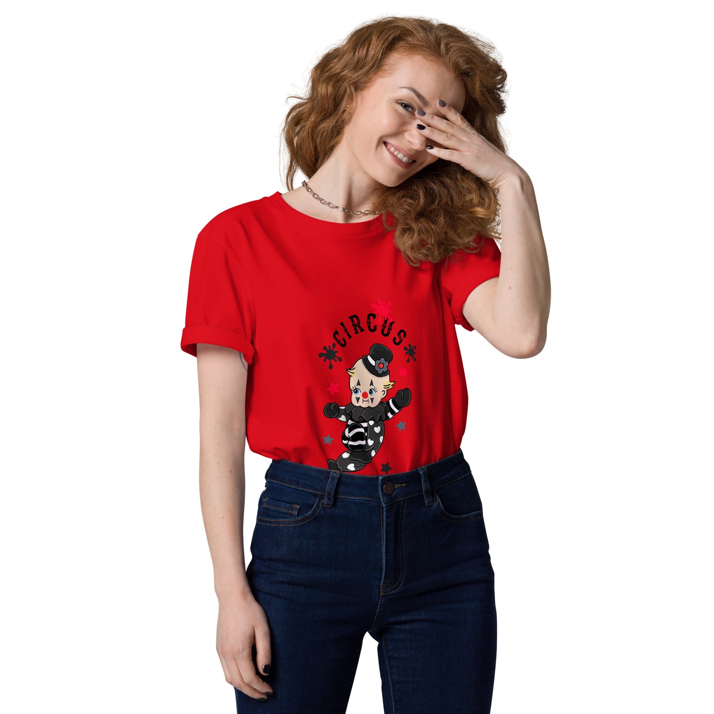 Unisex organic cotton t-shirt | Life is a Circus | Vintage Doll Dark Clown