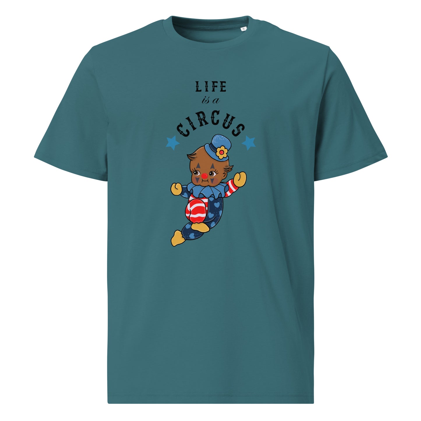 Unisex organic cotton t-shirt | Life is a Circus | Vintage Doll Clown