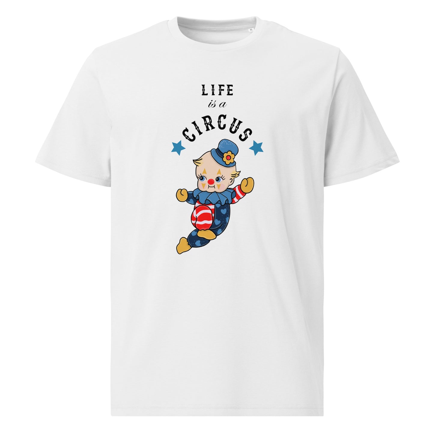 Unisex organic cotton t-shirt | Life is a Circus | Vintage Doll Clown