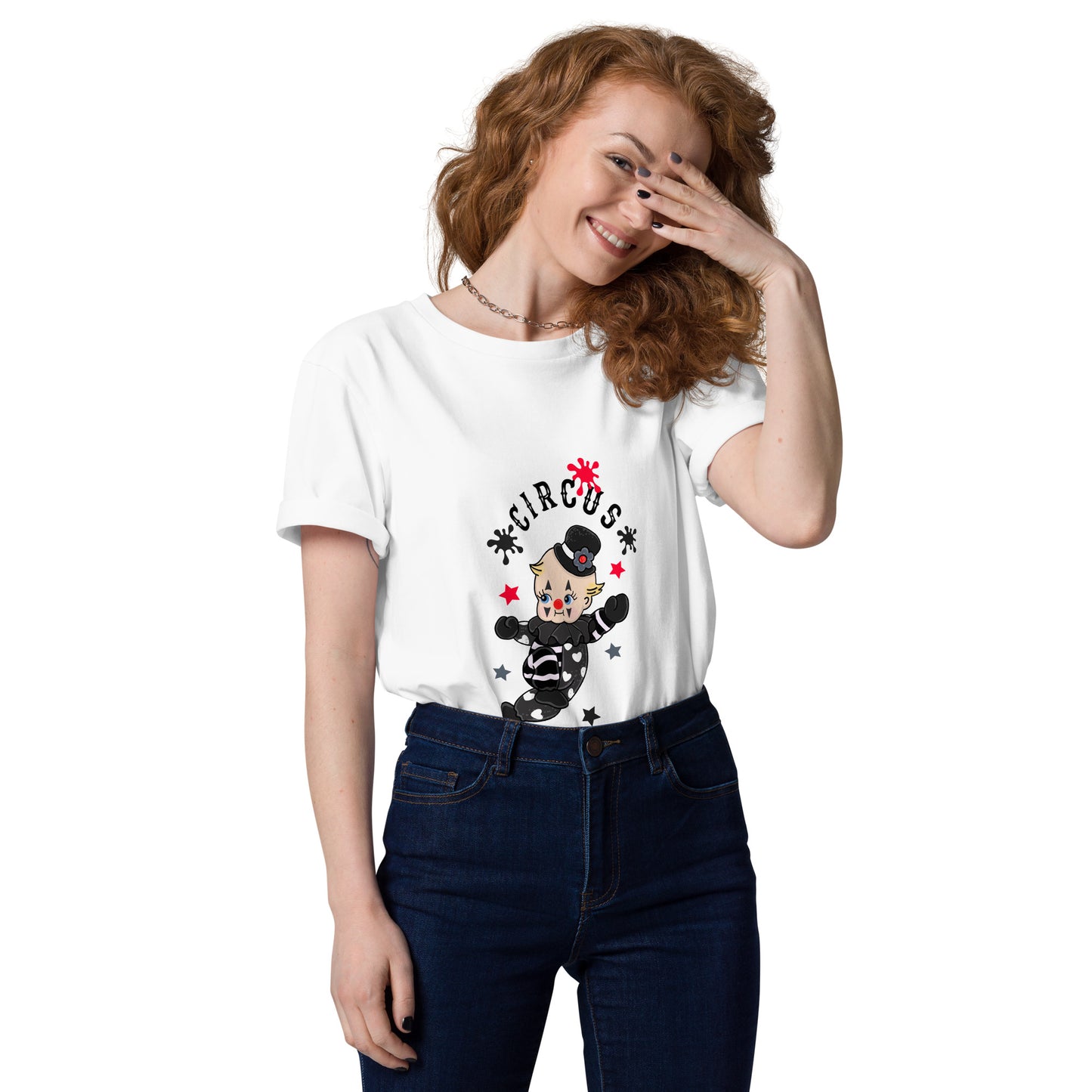 Unisex organic cotton t-shirt | Life is a Circus | Vintage Doll Dark Clown