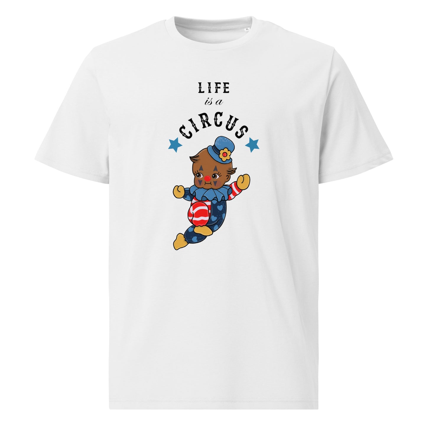 Unisex organic cotton t-shirt | Life is a Circus | Vintage Doll Clown