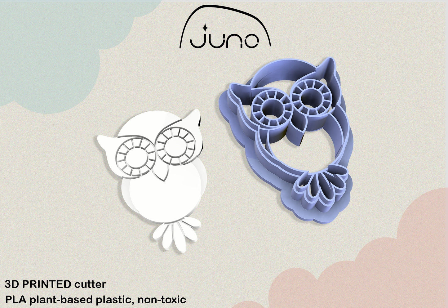 Cute Owl Printed Clay, Polymer Clay, Cookie Cutter