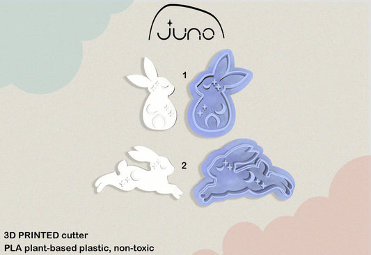 Celestial Bunny Shape Printed Clay, Polymer Clay, Cookie Cutter