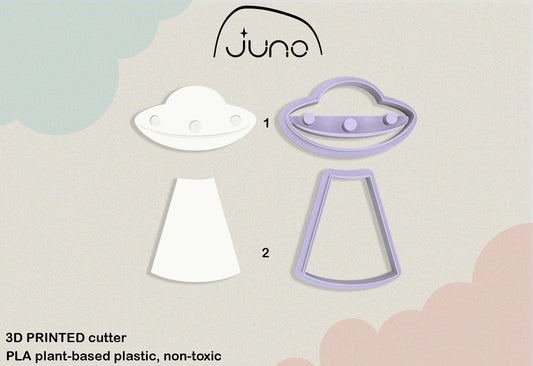 UFO Alien Space Saucer Shape Printed Clay, Polymer Clay, Cookie Cutter