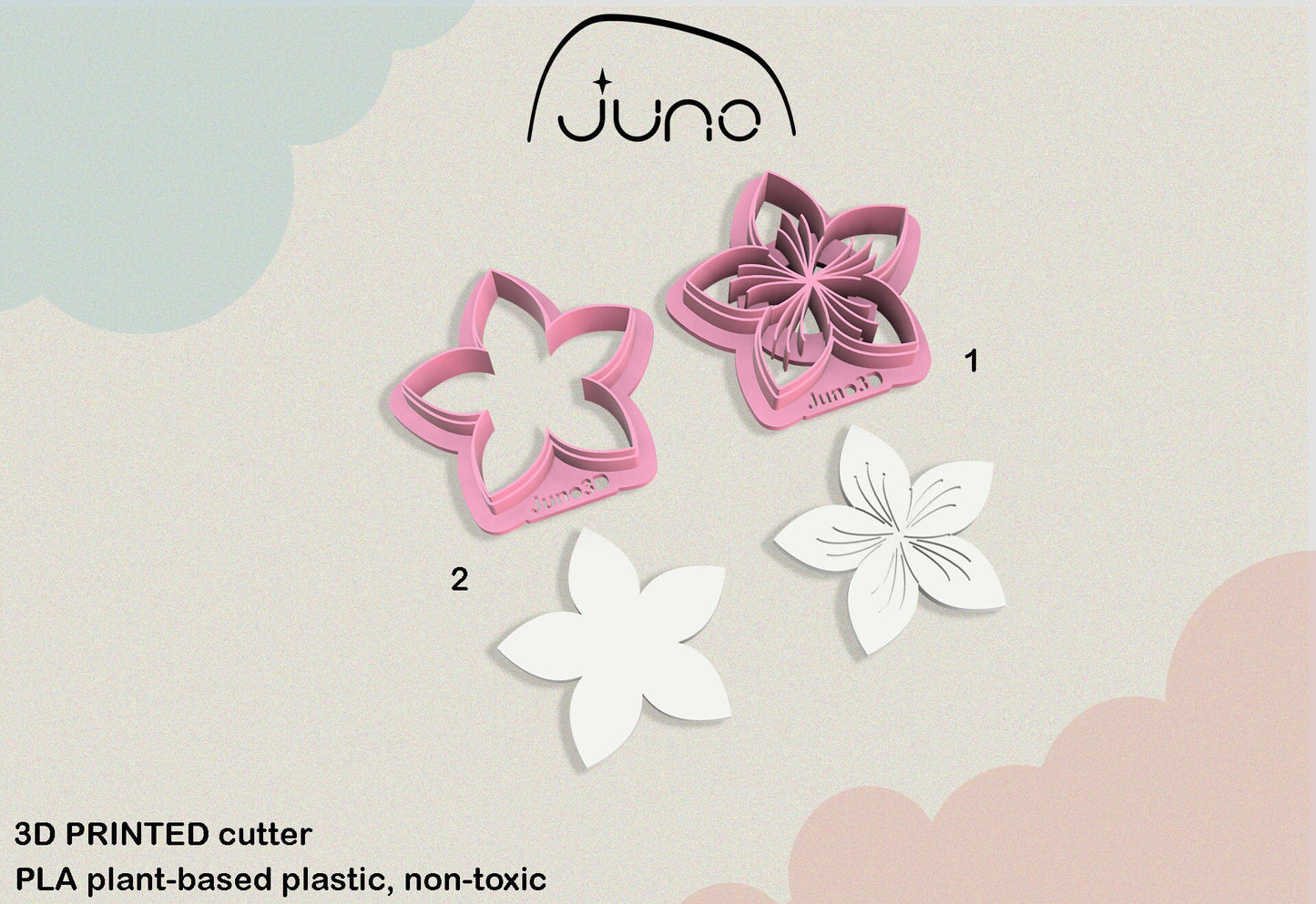 Frangipani Flower Printed Clay, Polymer Clay, Cookie Cutter