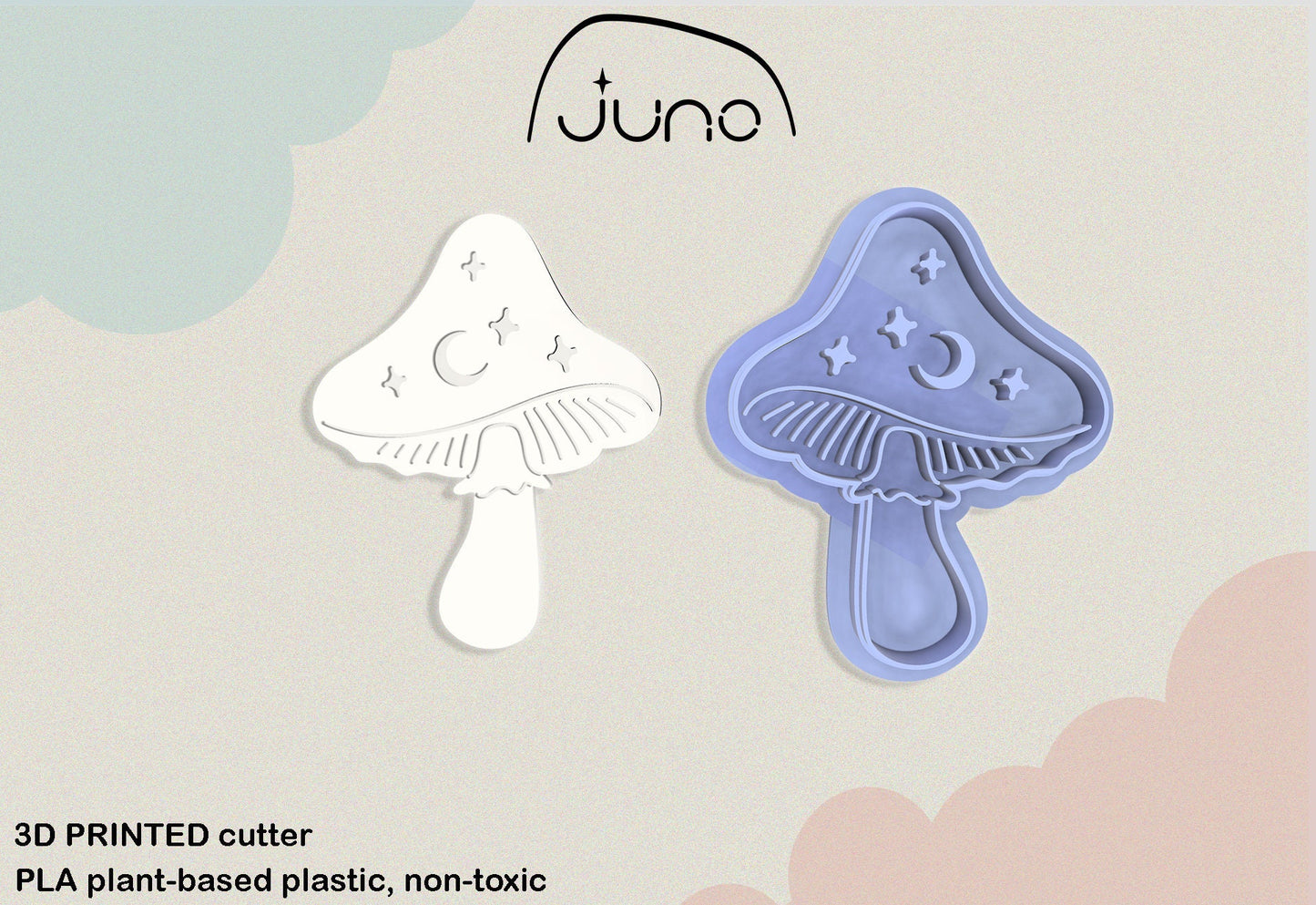 Magic Mushroom Printed Clay, Polymer Clay, Cookie Cutter