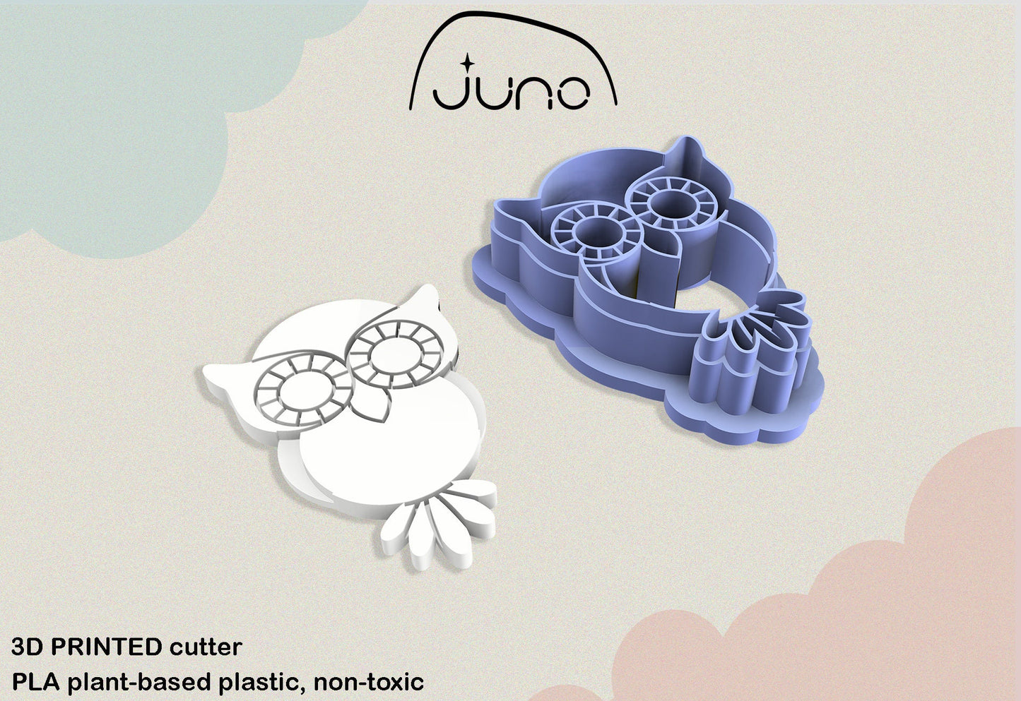 Cute Owl Printed Clay, Polymer Clay, Cookie Cutter