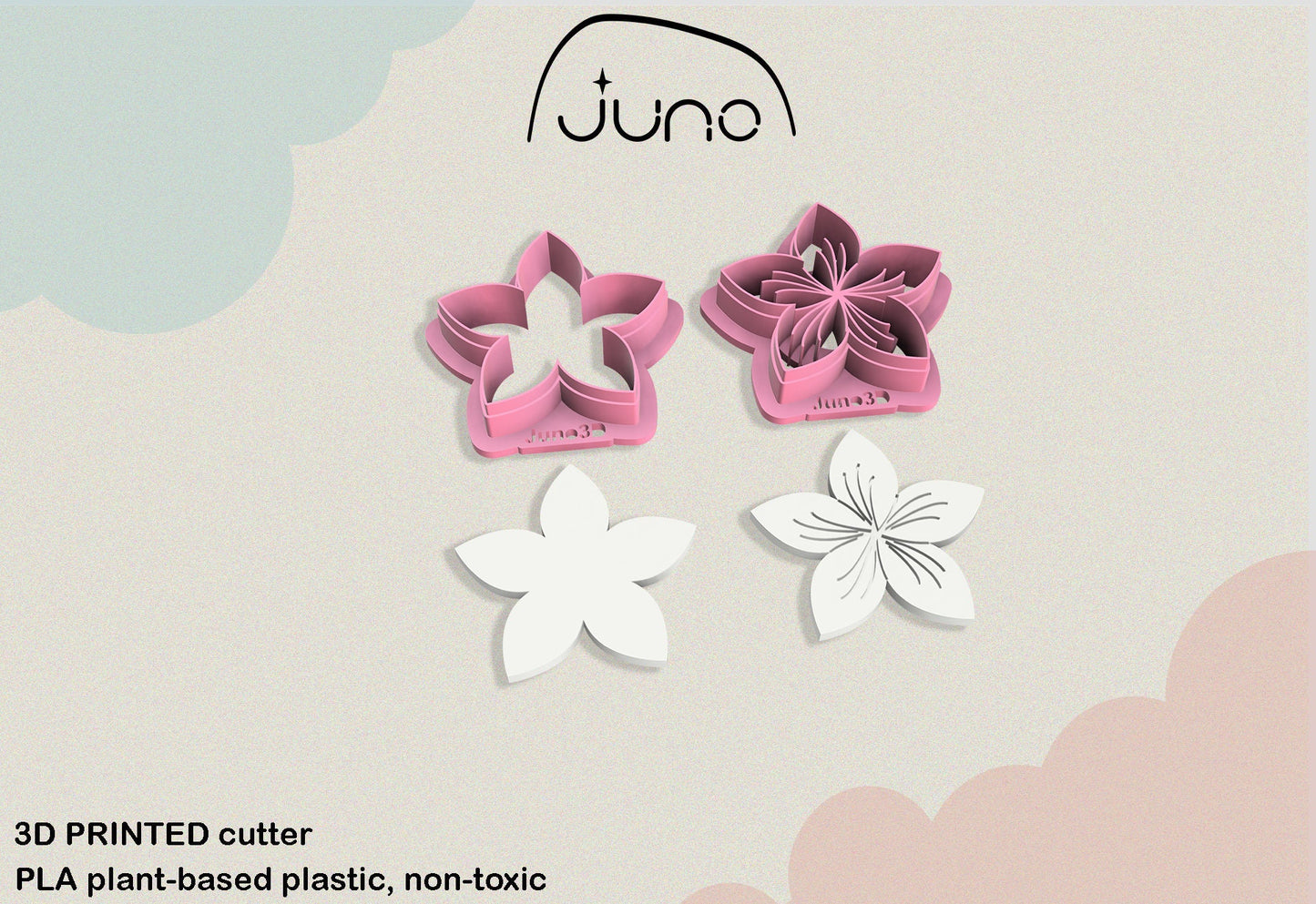 Frangipani Flower Printed Clay, Polymer Clay, Cookie Cutter