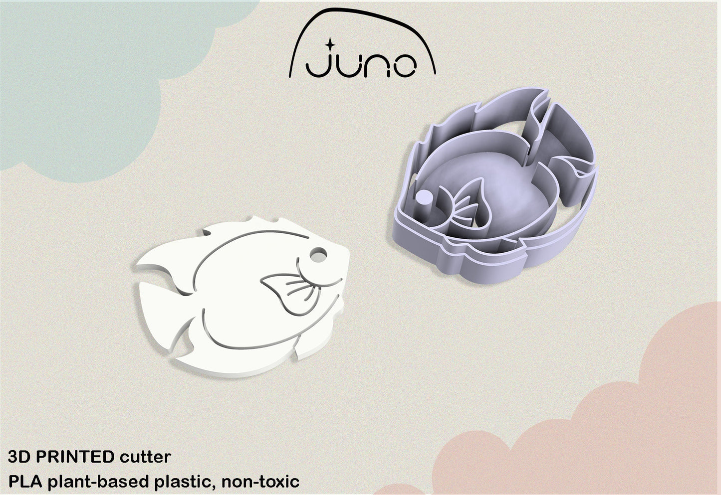 Detailed Fish Printed Clay, Polymer Clay, Cookie Cutter