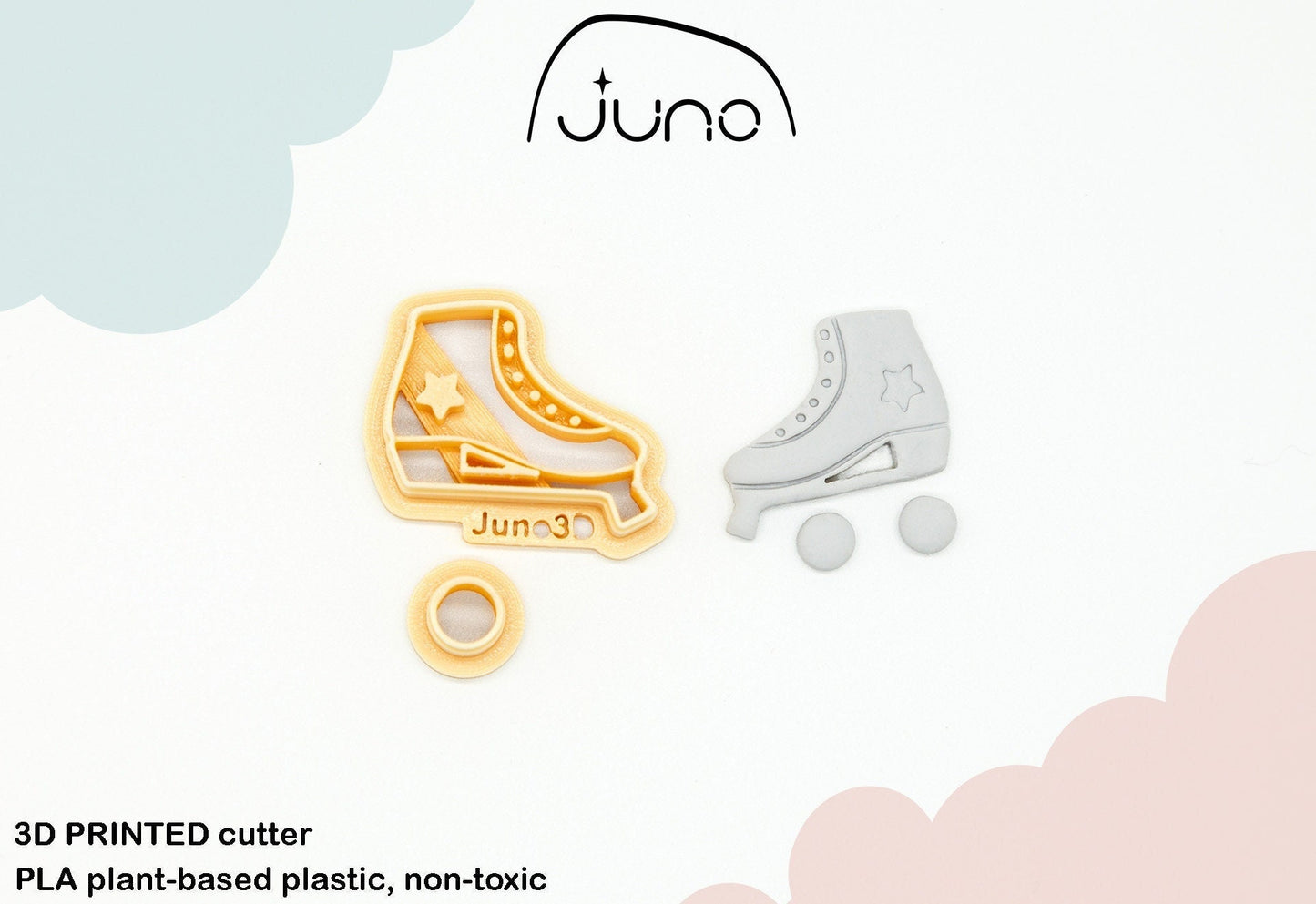 Roller Skate Shape Printed Clay, Polymer Clay, Cookie Cutter