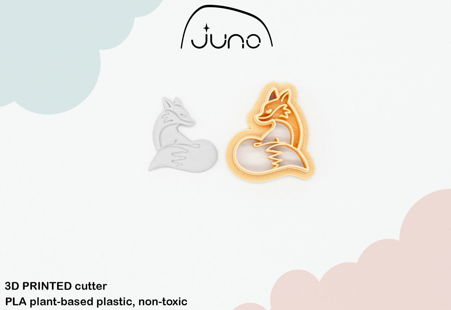 Adorable Fox Shape Printed Clay, Polymer Clay, Cookie Cutter