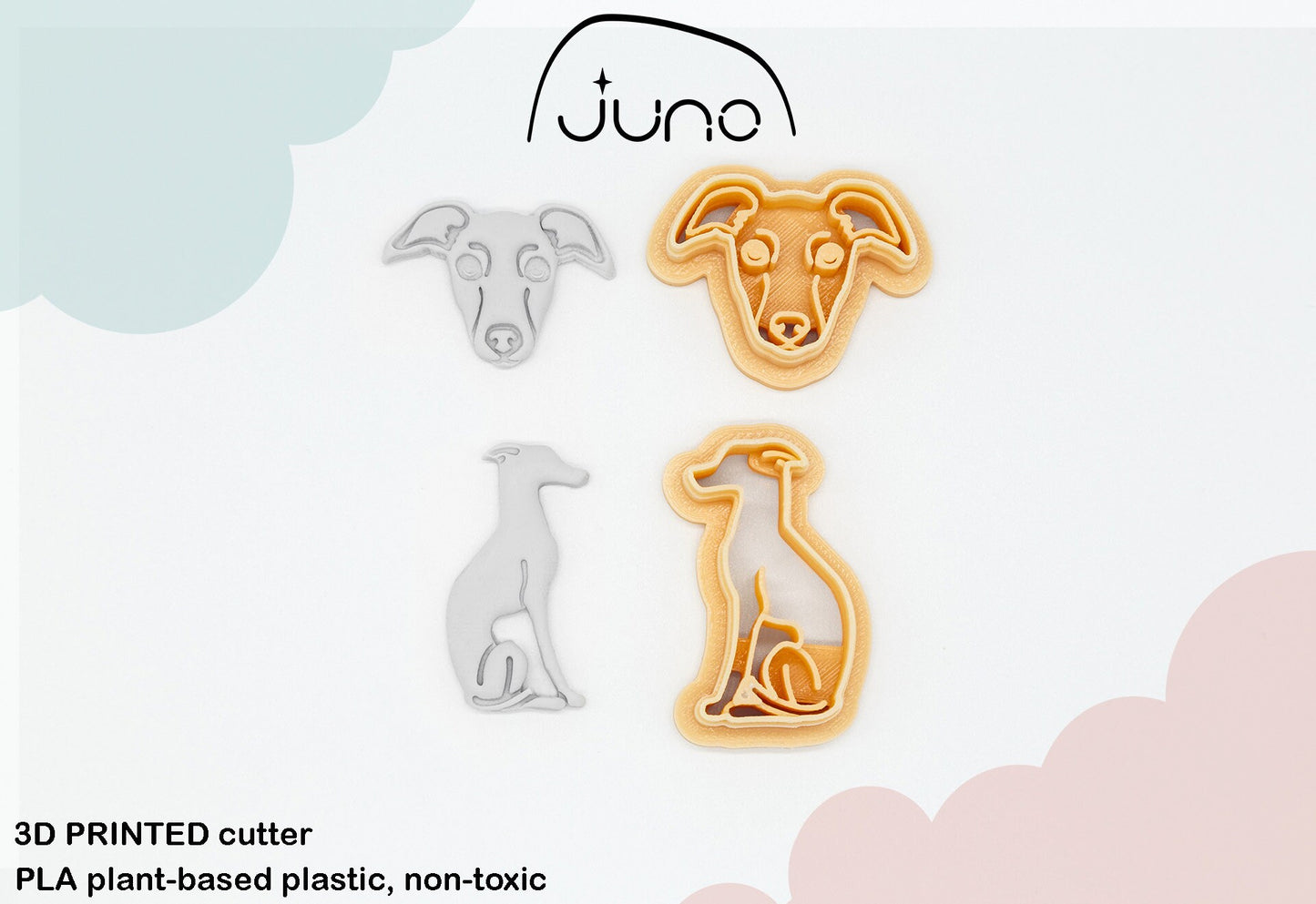 Italian Greyhound Body, Dog cutters Printed Clay, Polymer Clay, Cookie Cutter