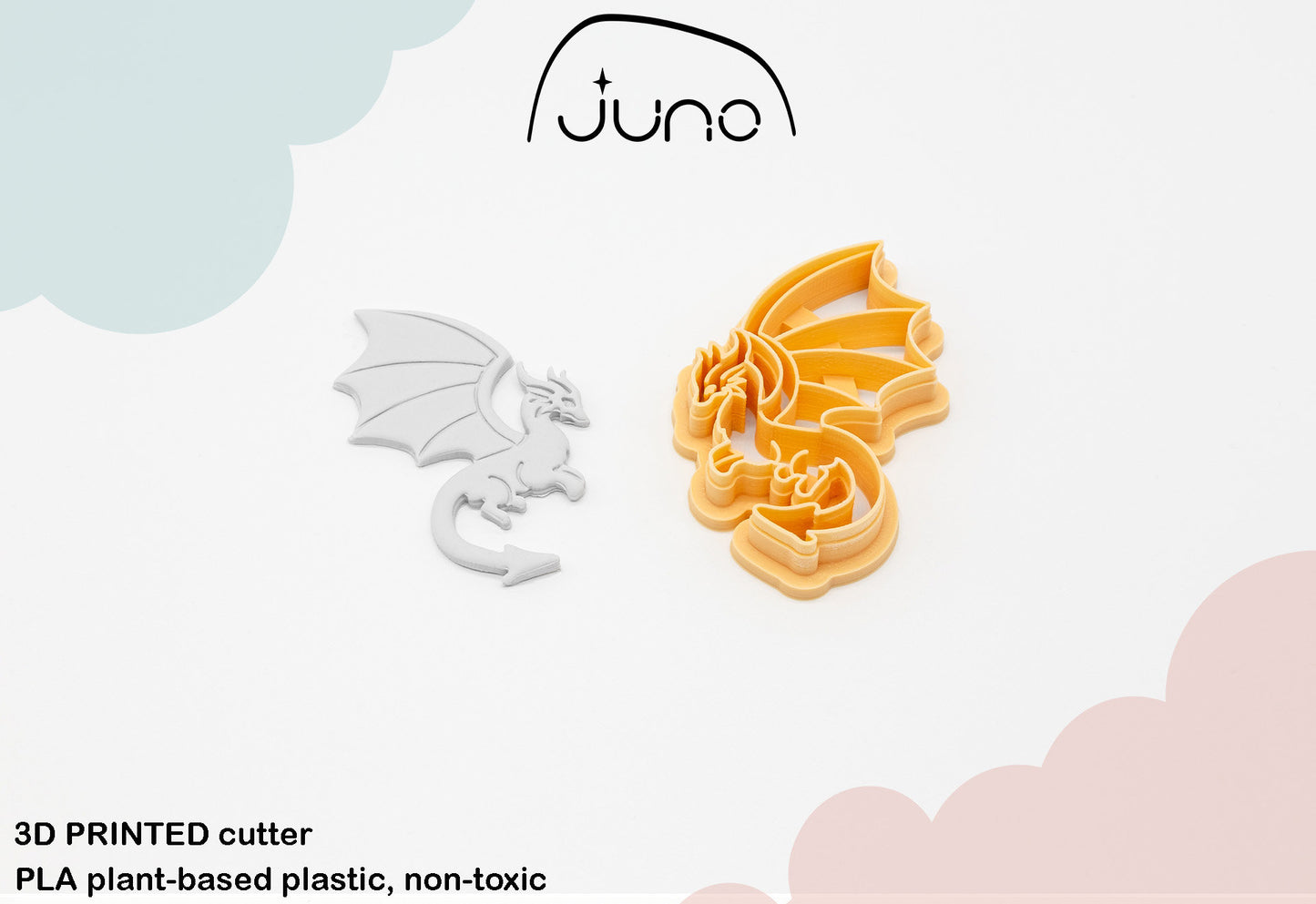 Cute Dragon Printed Clay, Polymer Clay, Cookie Cutter