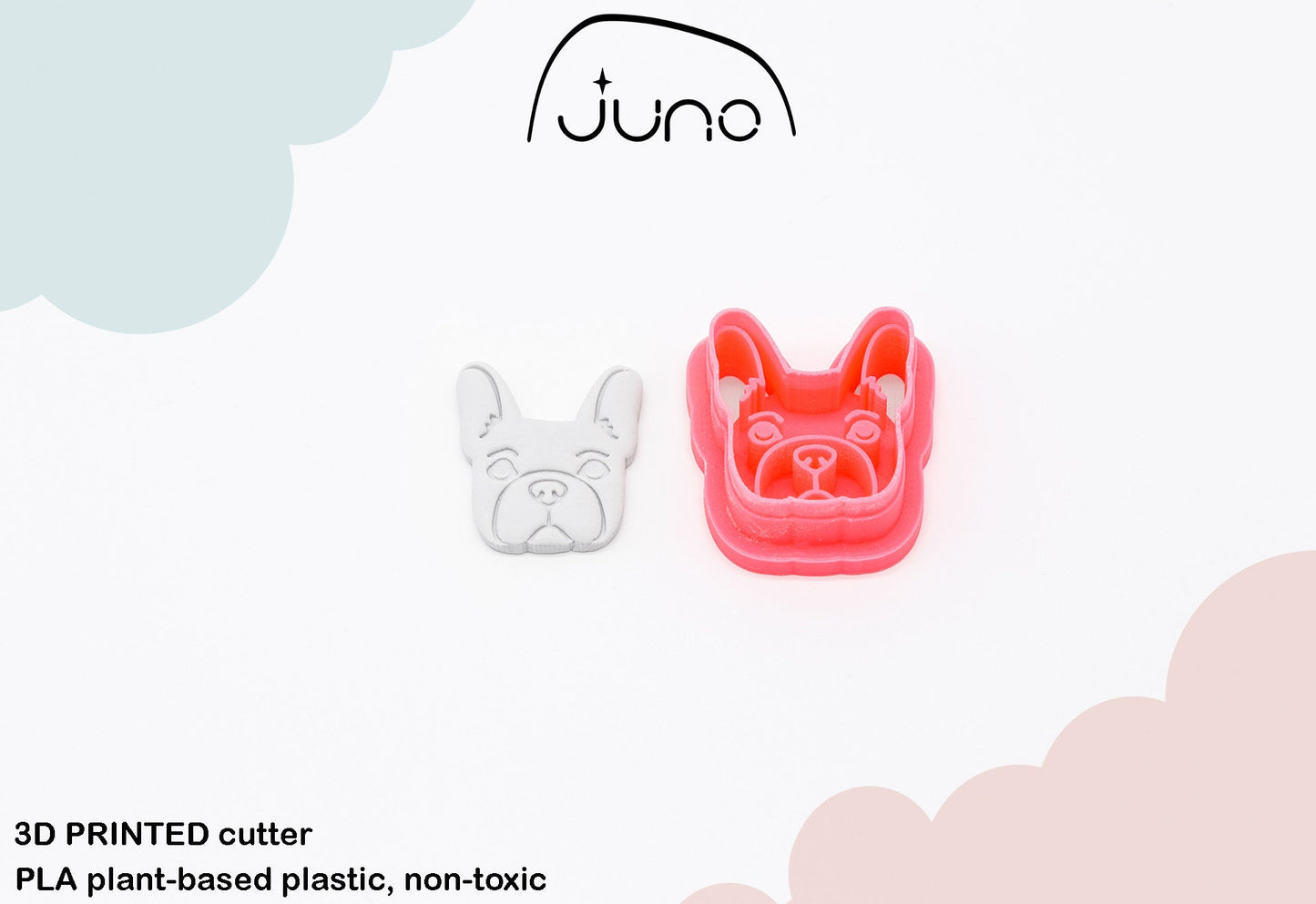 French Bulldog Face, Dog cutters, Printed Clay, Polymer Clay, Cookie Cutter