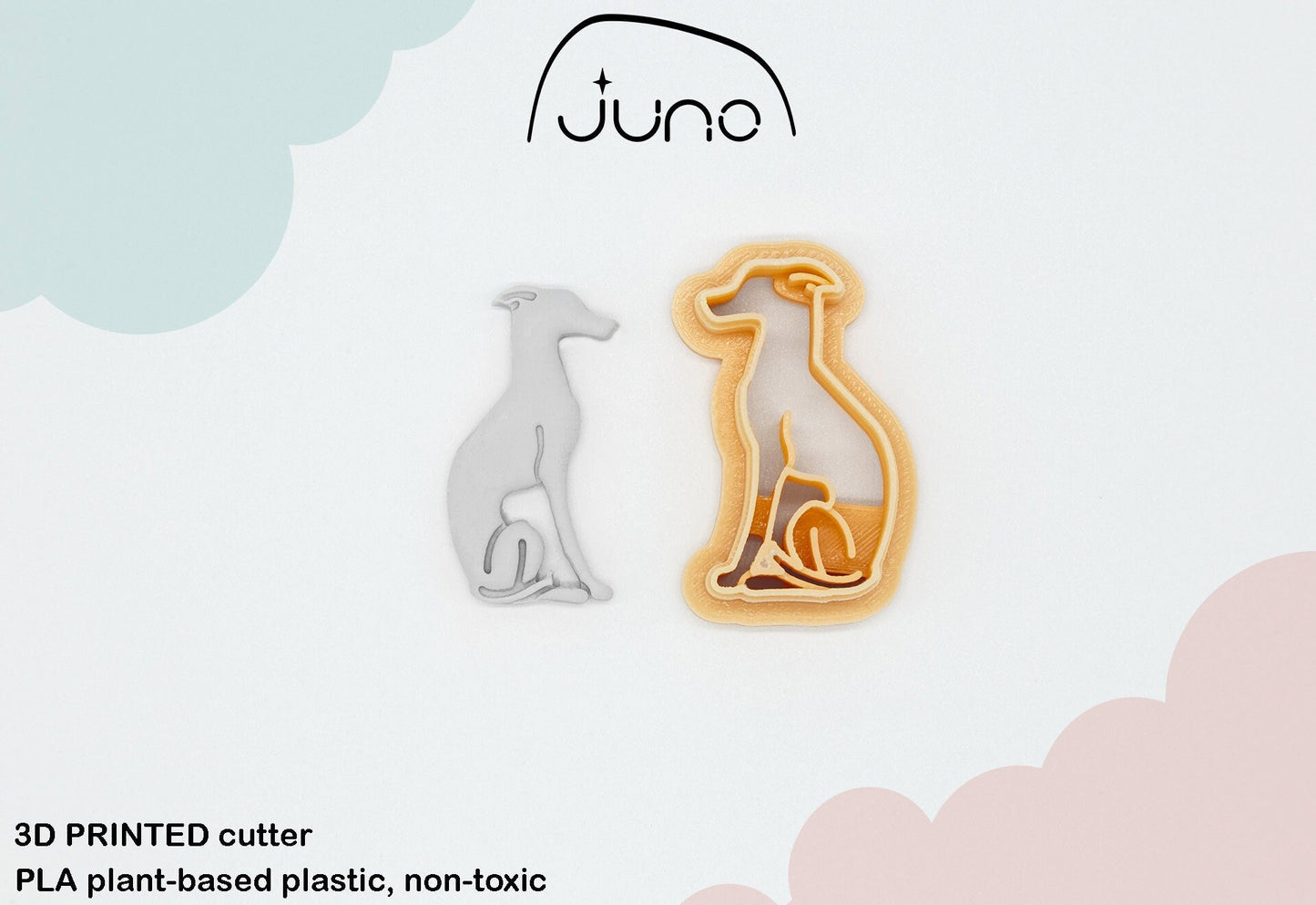 Italian Greyhound Body, Dog cutters Printed Clay, Polymer Clay, Cookie Cutter