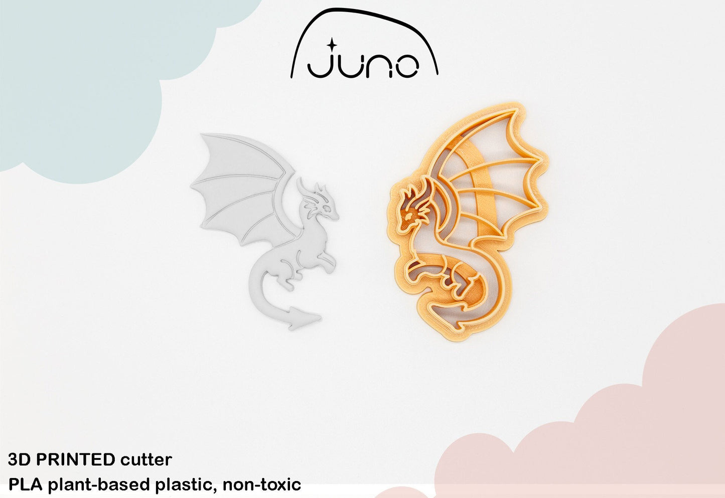 Cute Dragon Printed Clay, Polymer Clay, Cookie Cutter