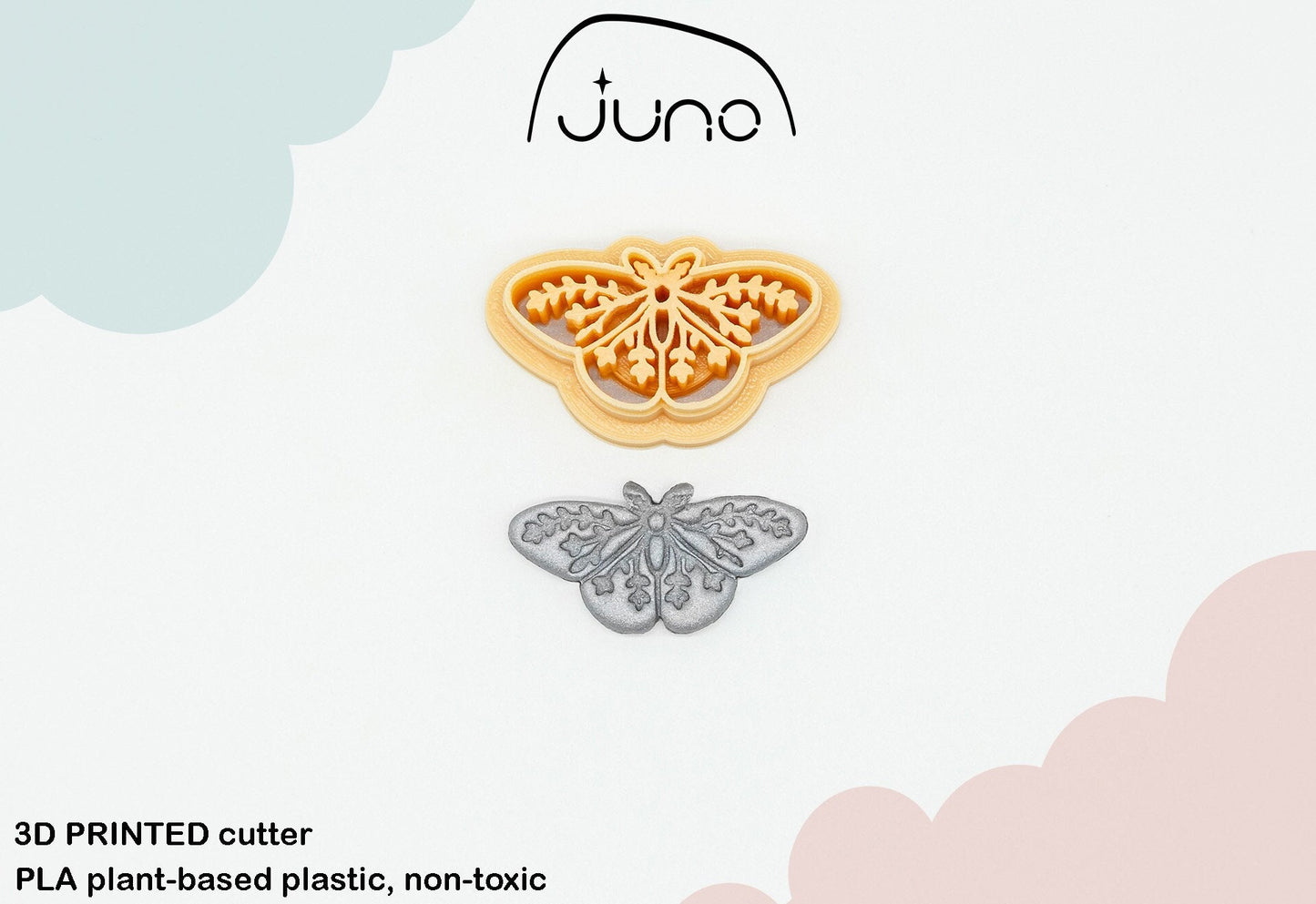 Floral Moth, Butterfly Printed Clay, Polymer Clay, Cookie Cutter