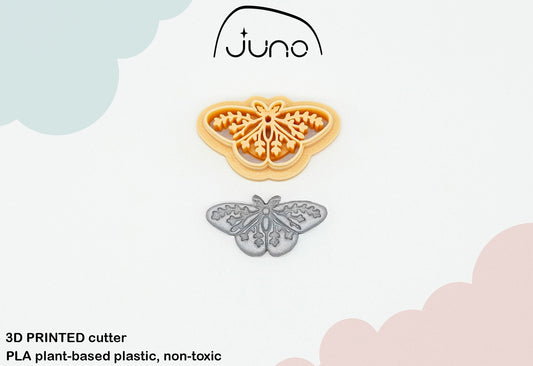 Floral Moth, Butterfly Printed Clay, Polymer Clay, Cookie Cutter