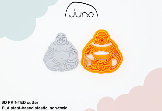 Sitting Laughing Buddha, Smiling Buddha, Lucky Buddha Printed Clay Cutter, Polymer Clay, Cookie Cutter