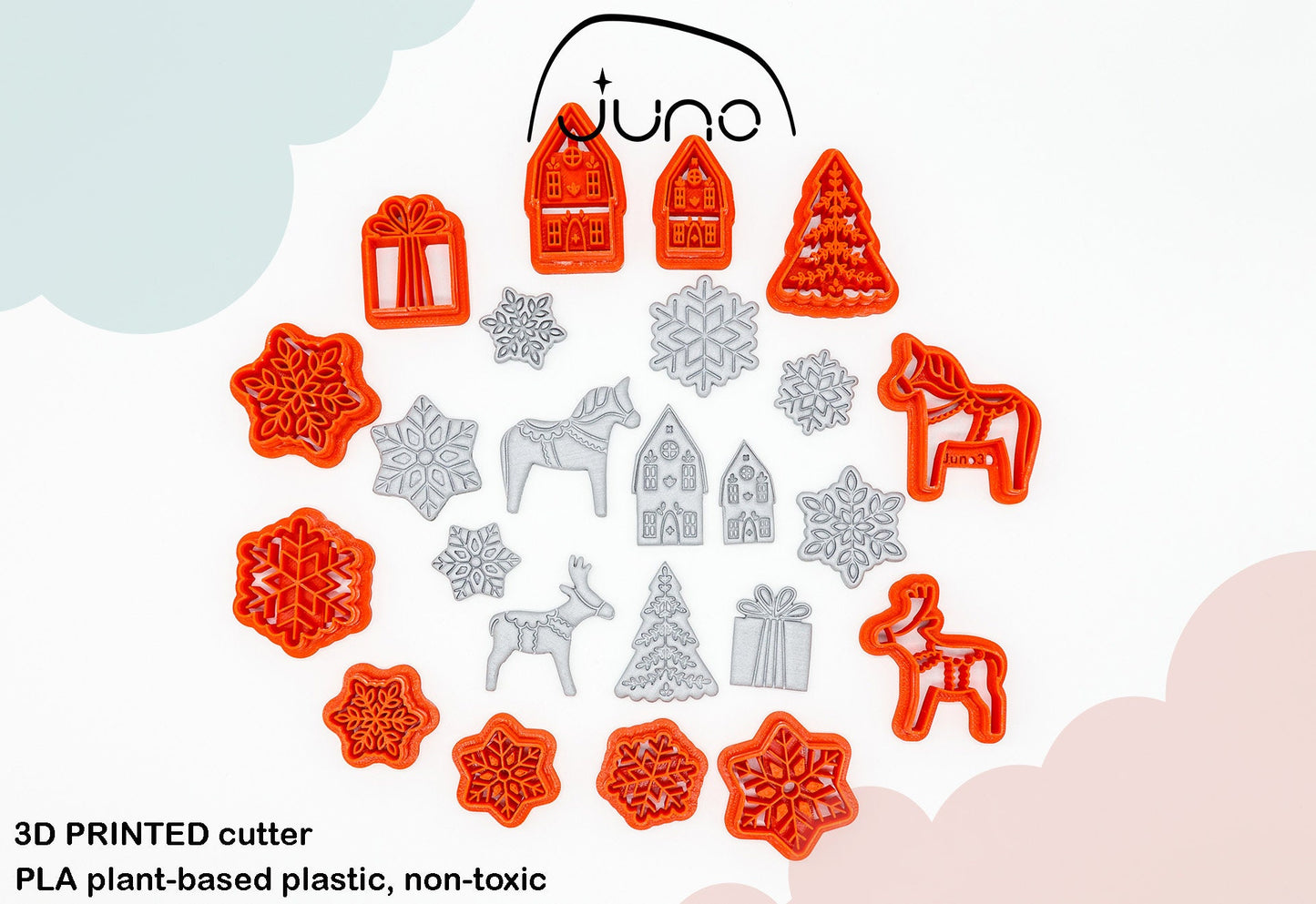 Ethnic Reindeer, Folk Art, Scandinavian Christmas Ornament Printed Clay, Polymer Clay, Cookie Cutter