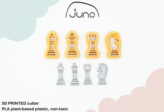 Chess Pieces Printed Clay, Polymer Clay, Cookie Cutter