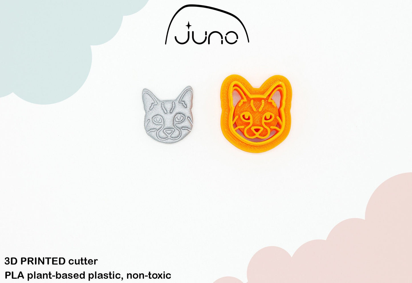 Short Hair Cat Face, Cat cutters, Printed Clay, Polymer Clay, Cookie Cutter