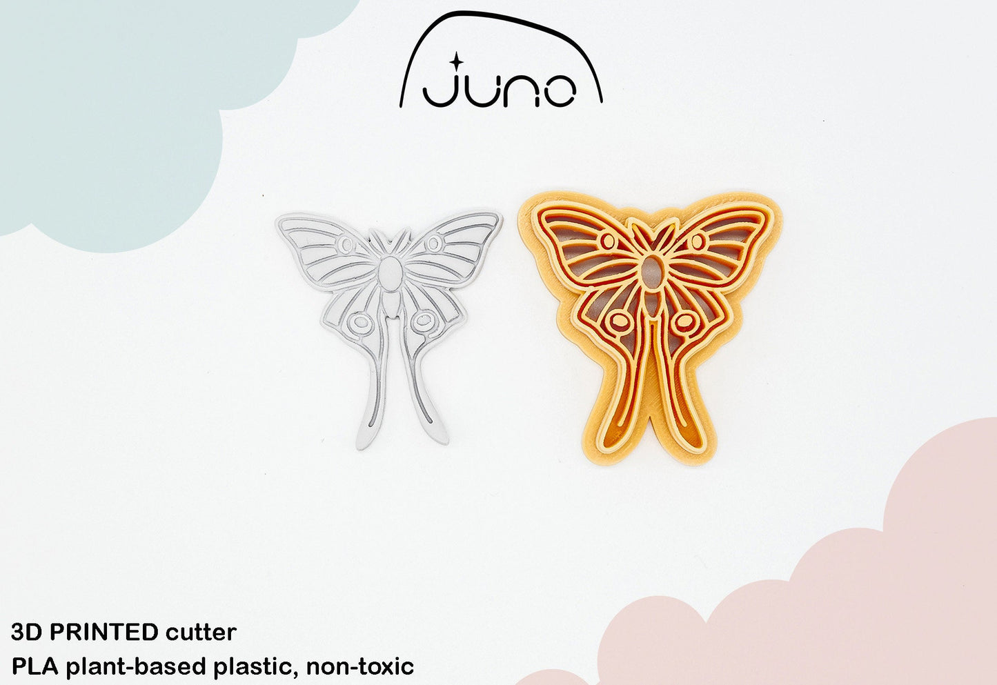 Luna Moth, Butterfly Printed Clay, Polymer Clay, Cookie Cutter