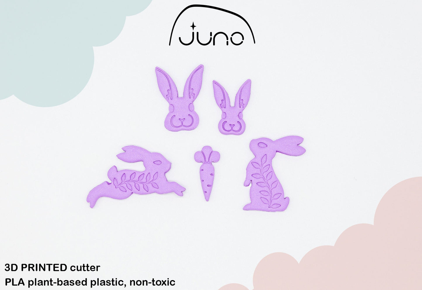 Cute Bunny Head Face, Rabbit Printed Clay, Polymer Clay, Cookie Cutter