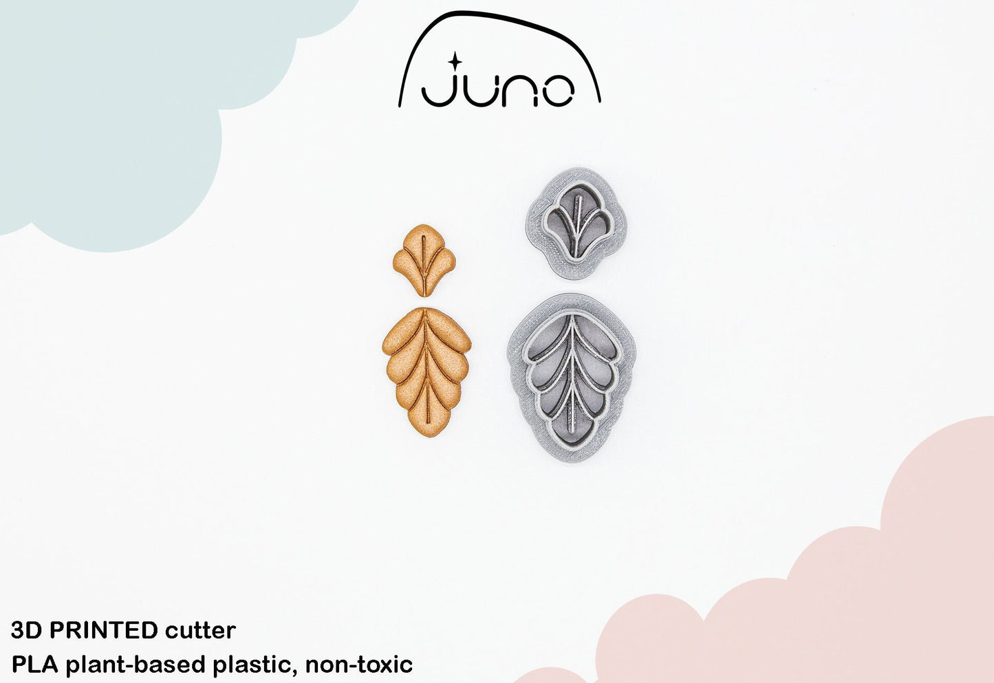 Leaf Set Shape Printed Clay, Polymer Clay, Cookie Cutter