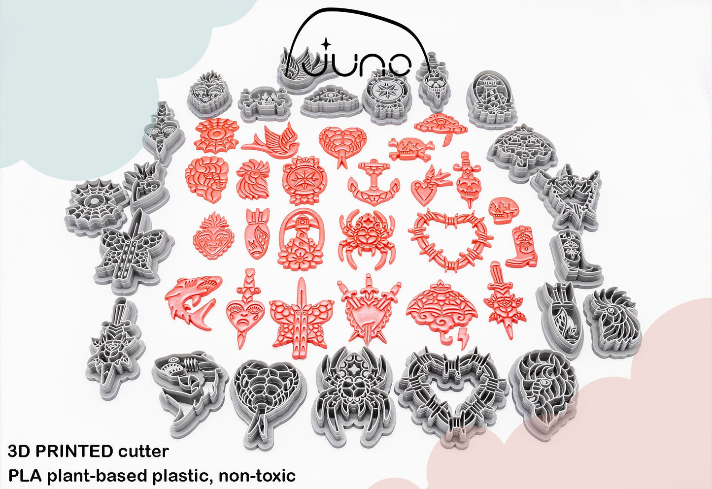Buffalo head, Traditional Tattoo, Old School, Tattoo Printed Clay, Polymer Clay, Cookie Cutter