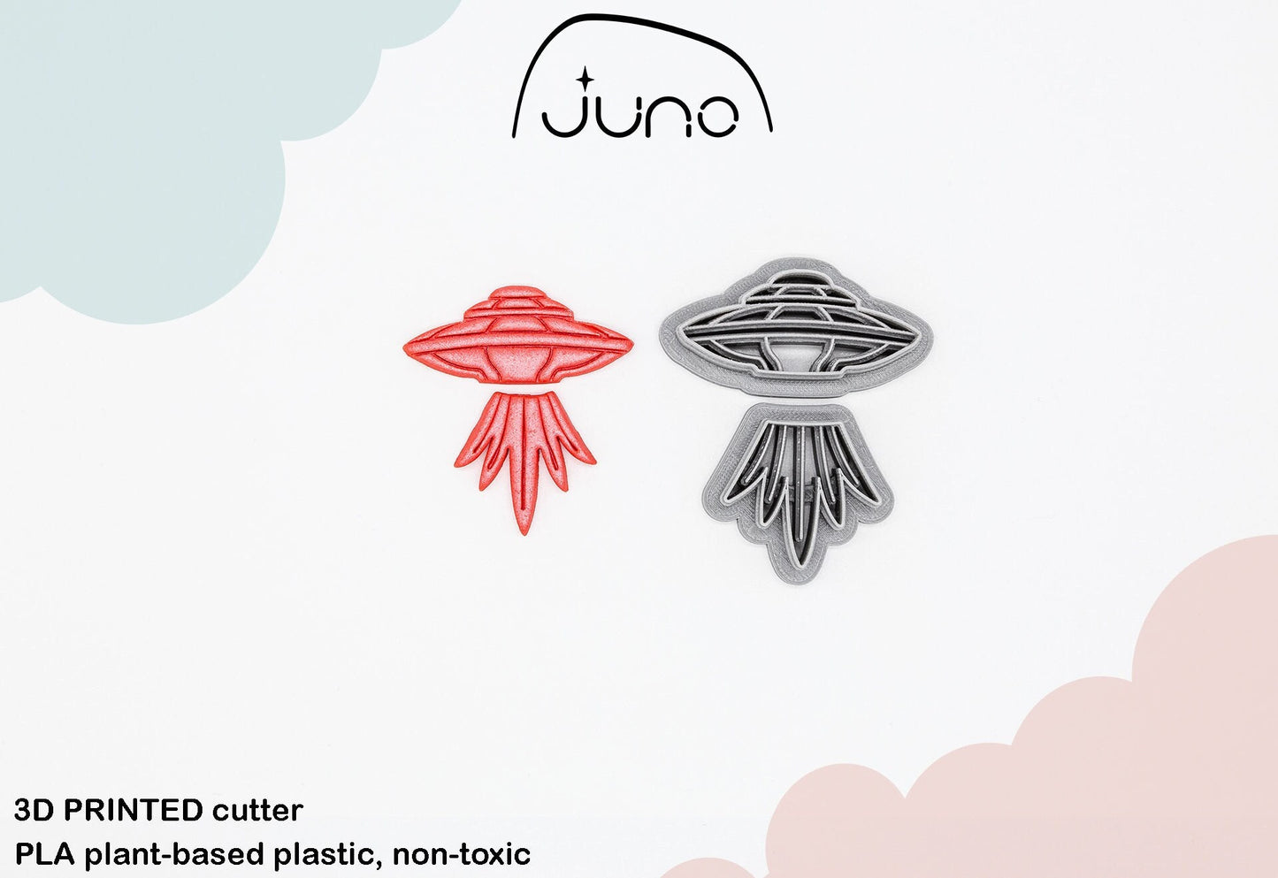 UFO and Flame Set Printed Clay, Polymer Clay, Cookie Cutter