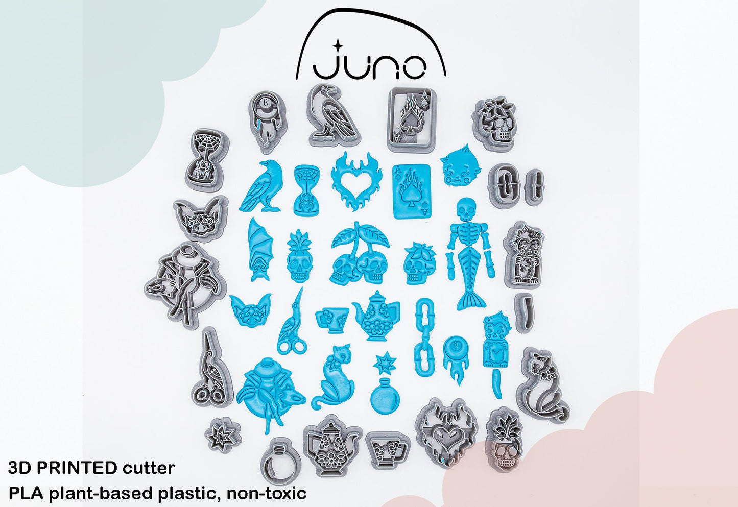 Traditional Tattoo Chain Set Printed Clay, Polymer Clay, Cookie Cutter